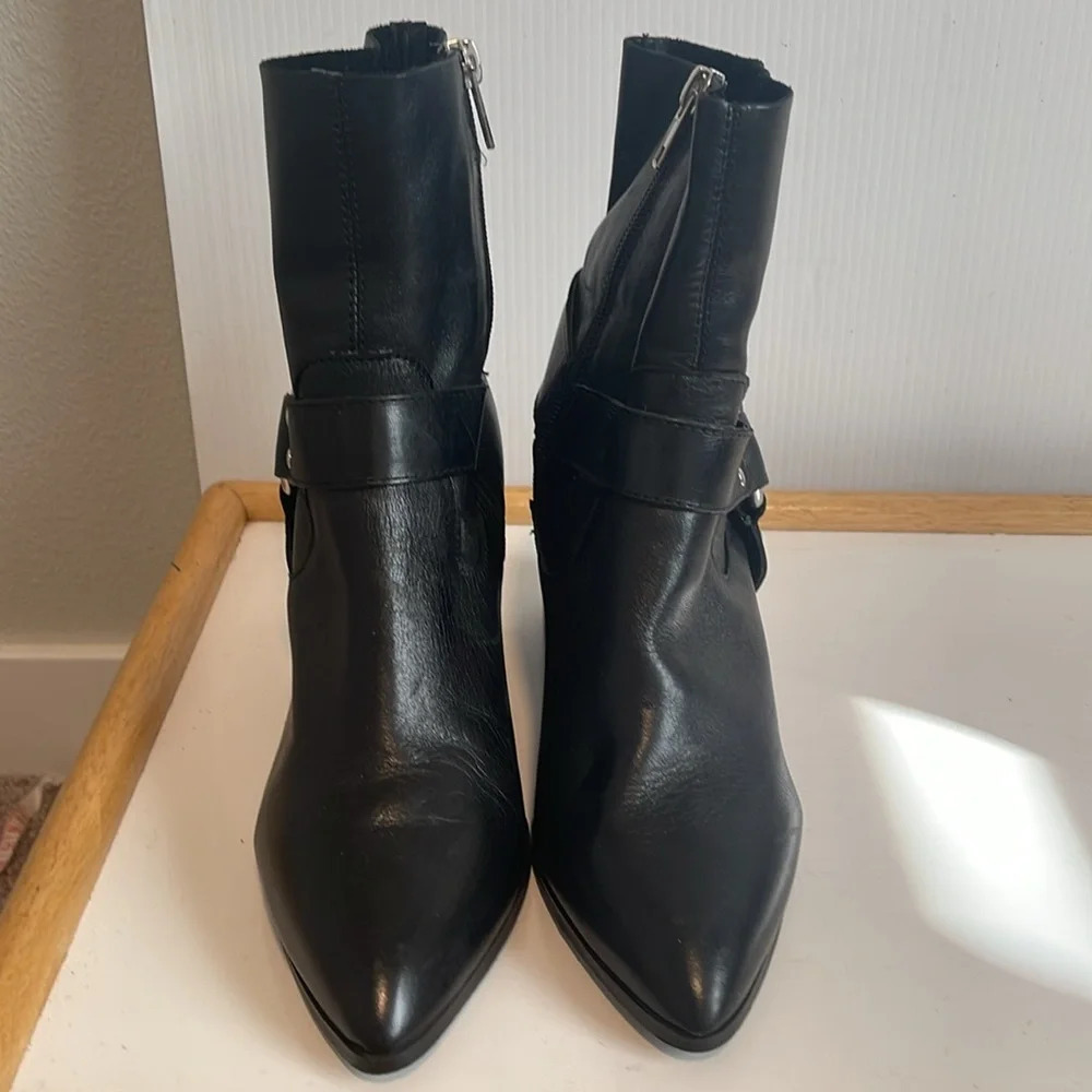 Steve Madden Jiffie Black Leather Moto Biker Boots Size 6.5 - Picture 4 of 8